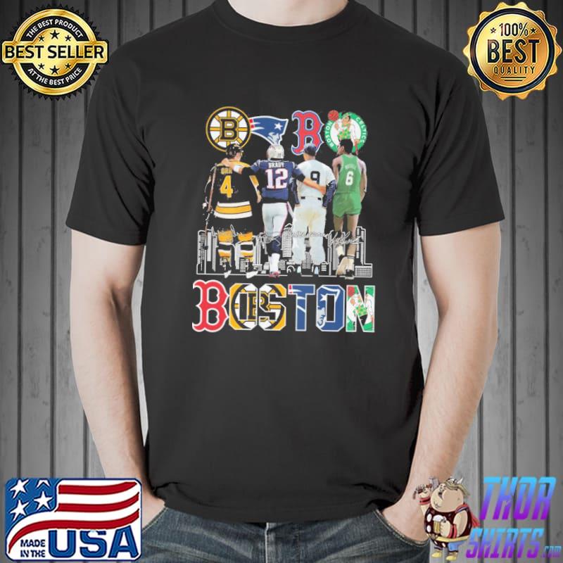 Boston Celtics Boston Bruins New England Patriots Boston Red Sox signatures shirt