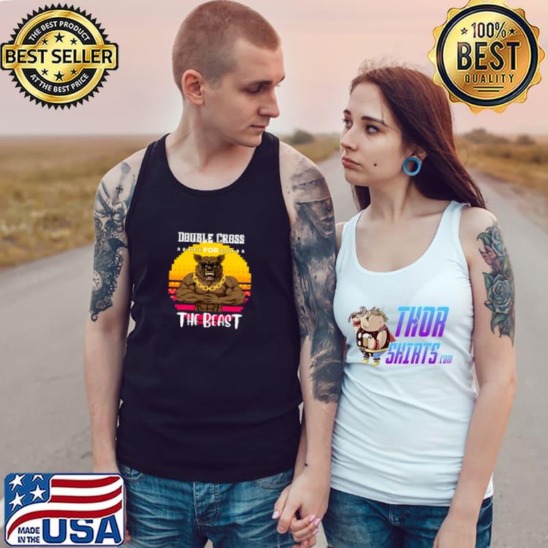 Double Cross For The Gym Beast Retro Wolf Stars T-Shirt