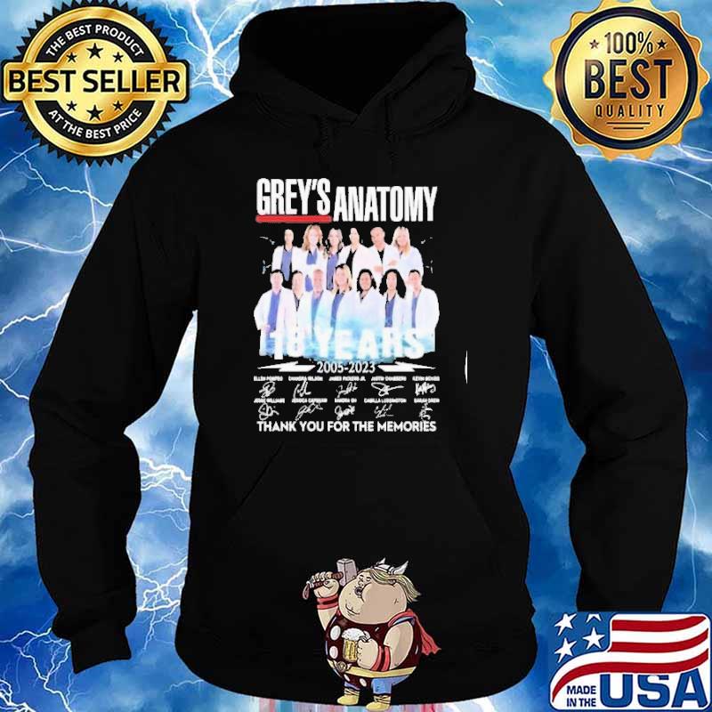 Grey's anatomy 18 years 2005-2023 thank you for the memories signatures s Hoodie