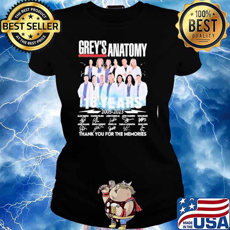 Grey's anatomy 18 years 2005-2023 thank you for the memories signatures s Ladies tee