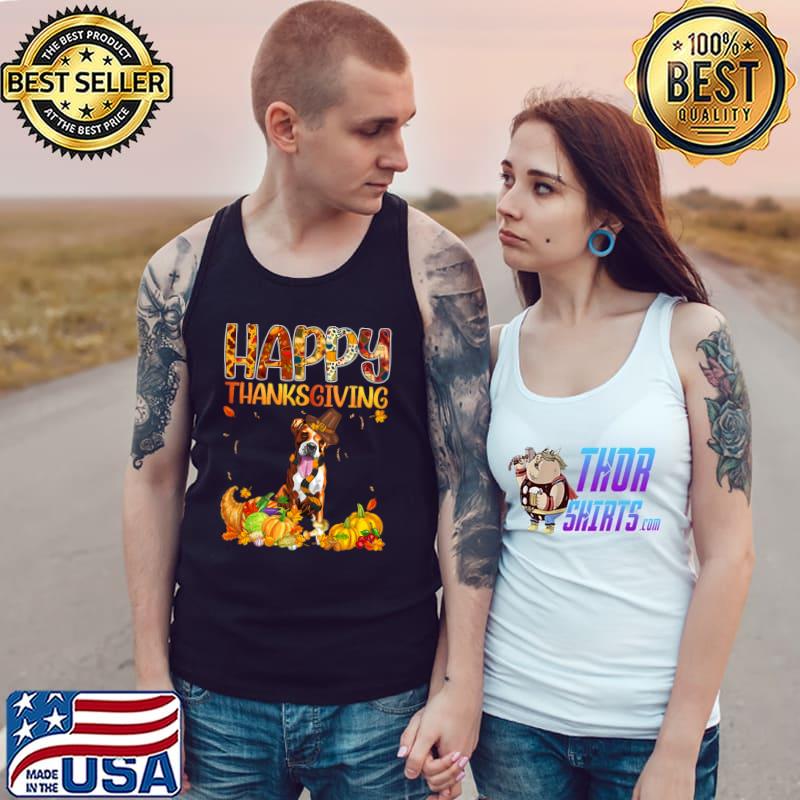 Happy Thanksgiving Turkey Boxer Fall Autumn Pumpkin Boxers Dog T-Shirt Tank Top