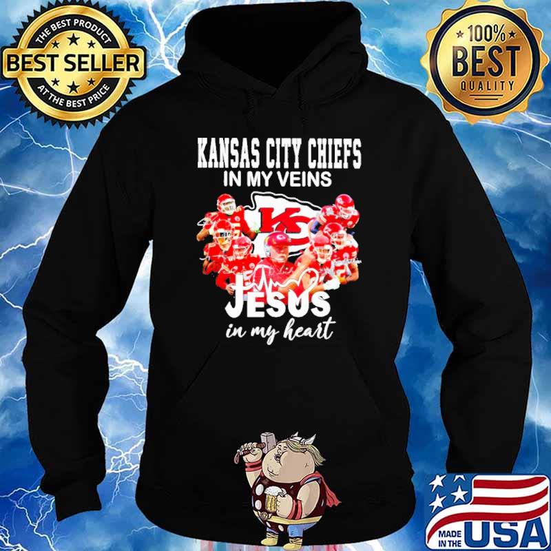 Kansas city Chiefs in my veins Jesus in my heart signatures s Hoodie