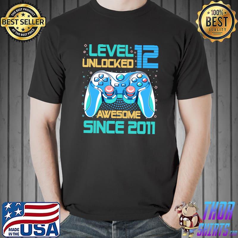 Level 12 Unlocked 12th Birthday 12 Year Old Video Game T-Shirt