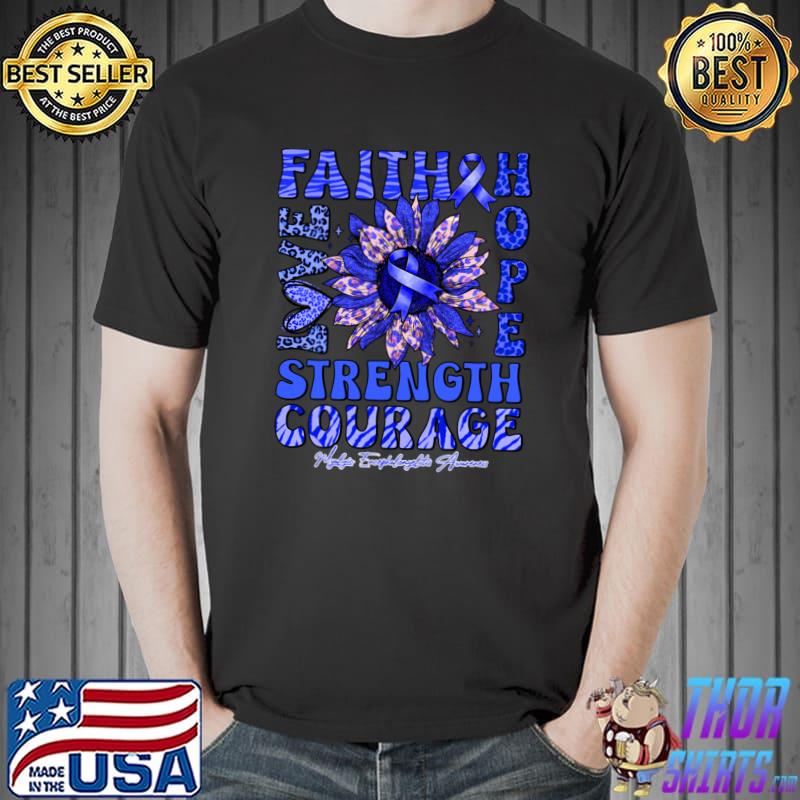 Myalgic Encephalomyelitis Awareness Sunflower Leopard Strong Faith Love T-Shirt