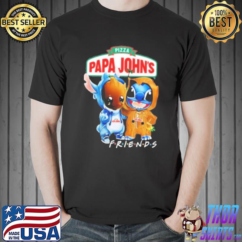 Pizza Papa John's friends Groot and Stitch shirt