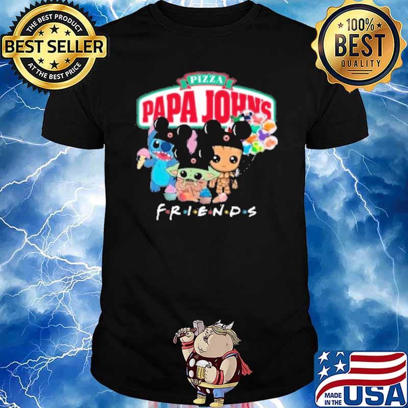 Pizza papa john's friends stitch baby yoda groot shirt