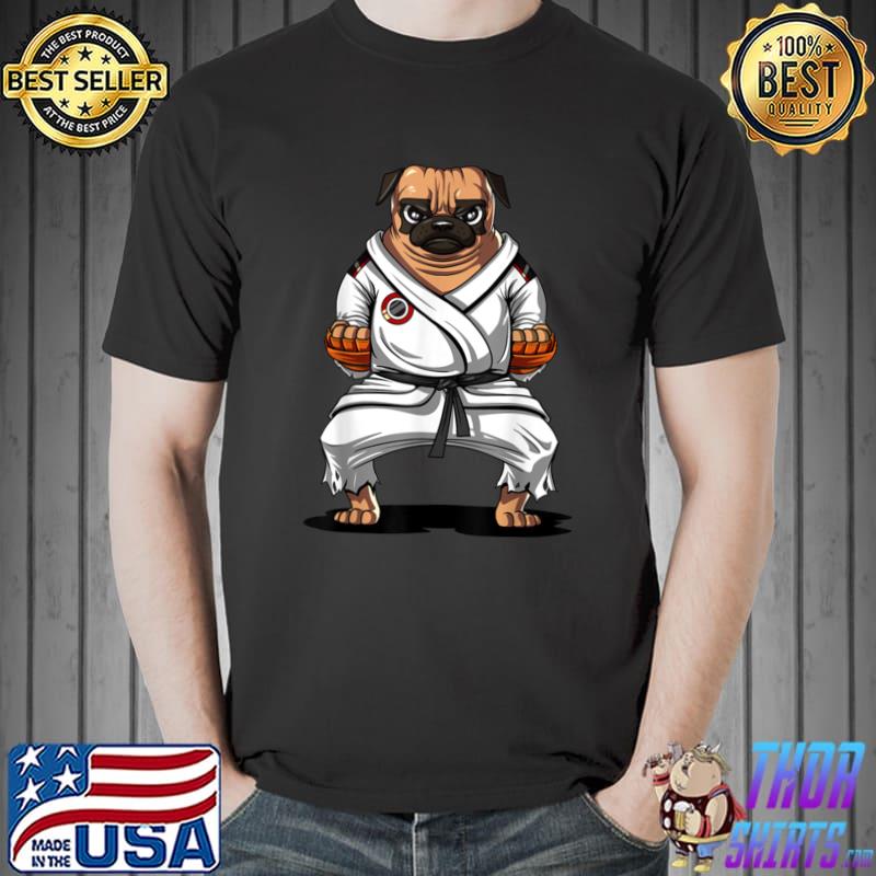 Pug Dog Karate Ninja Martial Arts Kickboxing Jiu-Jitsu Judo T-Shirt