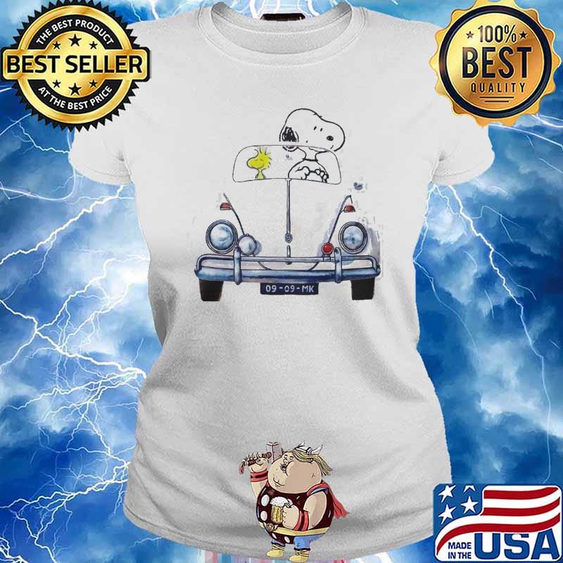 Snoopy and woodstock drive car s Ladies tee