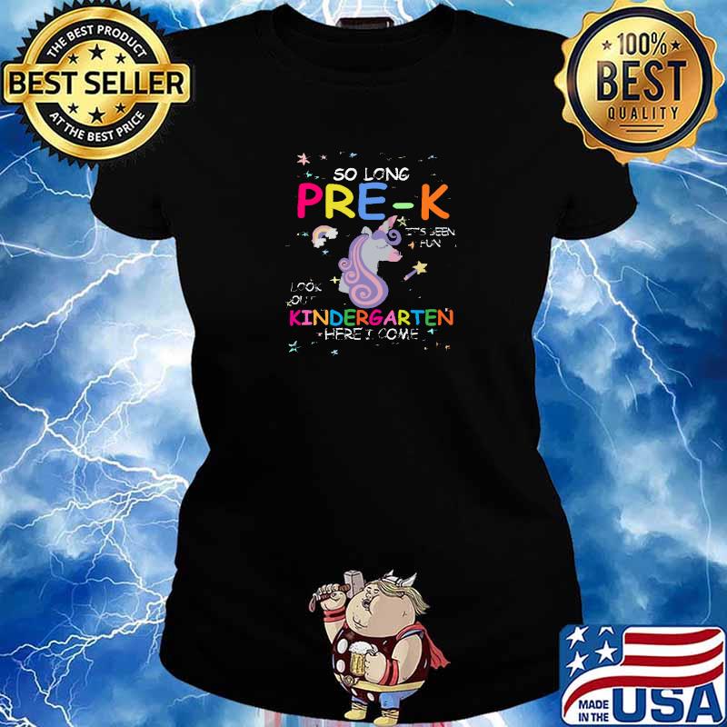 So Long Pre-K Kindergarten Here I Come Unicorn Graduation T-Shirt Ladies tee