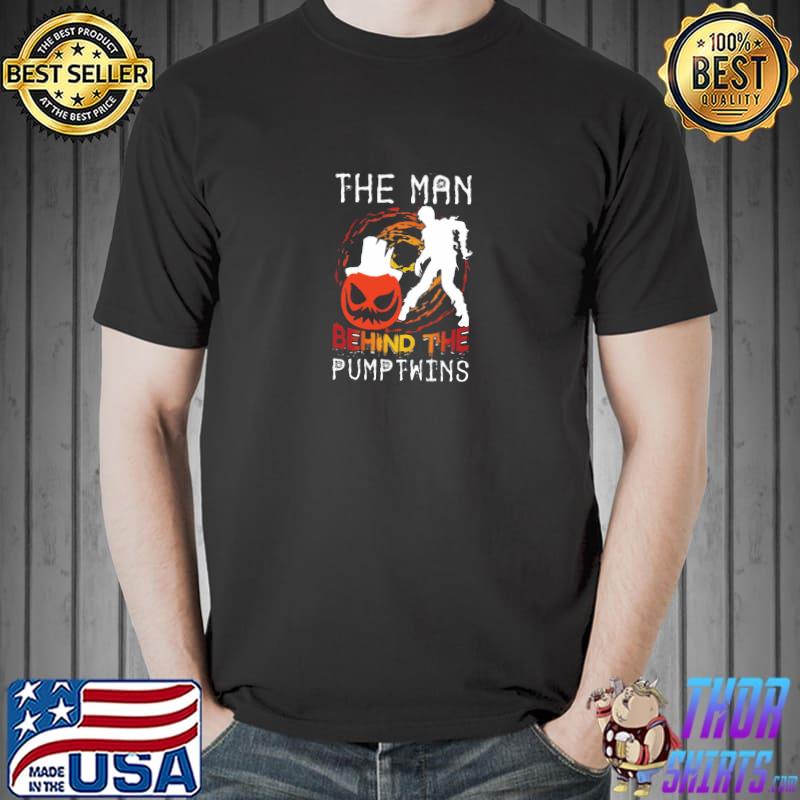 The man behind the pumpkin zombie and pumpkin witch halloween T-Shirt
