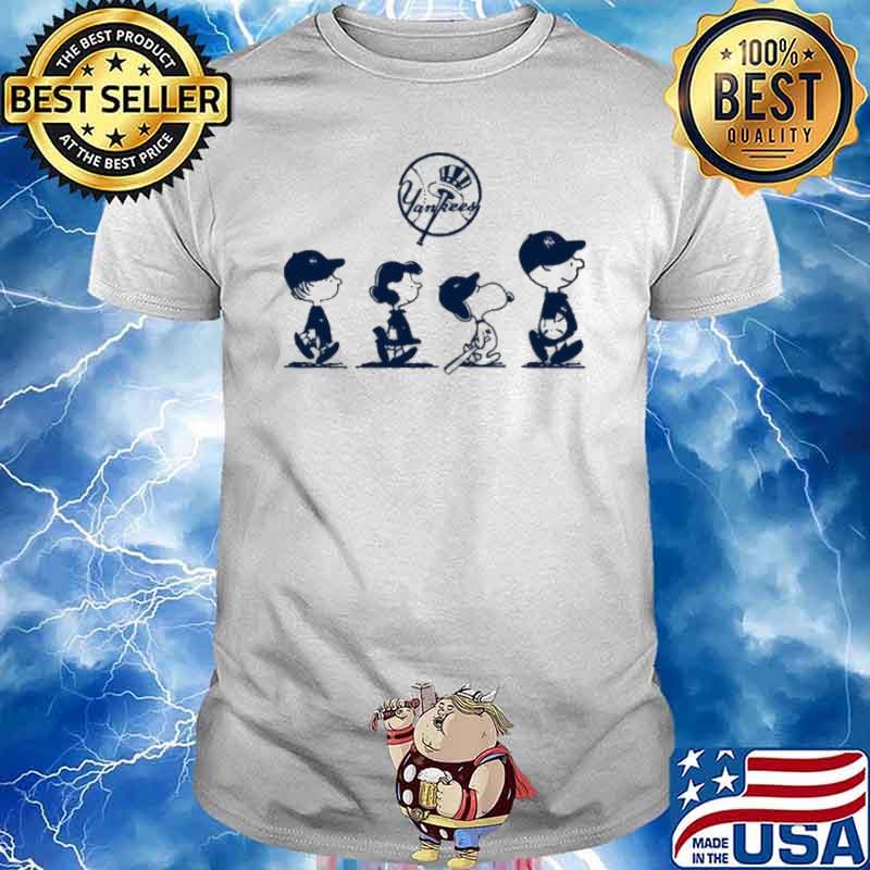 The Peanut Snoopy and Friends walking New York Yankees Charlie Brown shirt