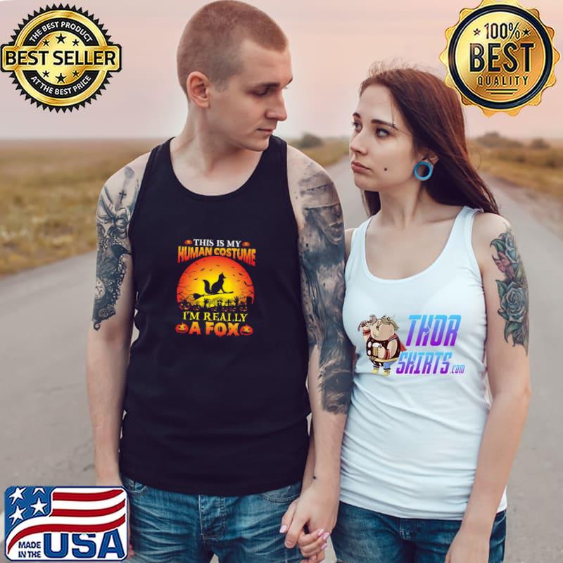 This is my human costume i'm really a fox riding broom moon halloween T-Shirt Tank Top