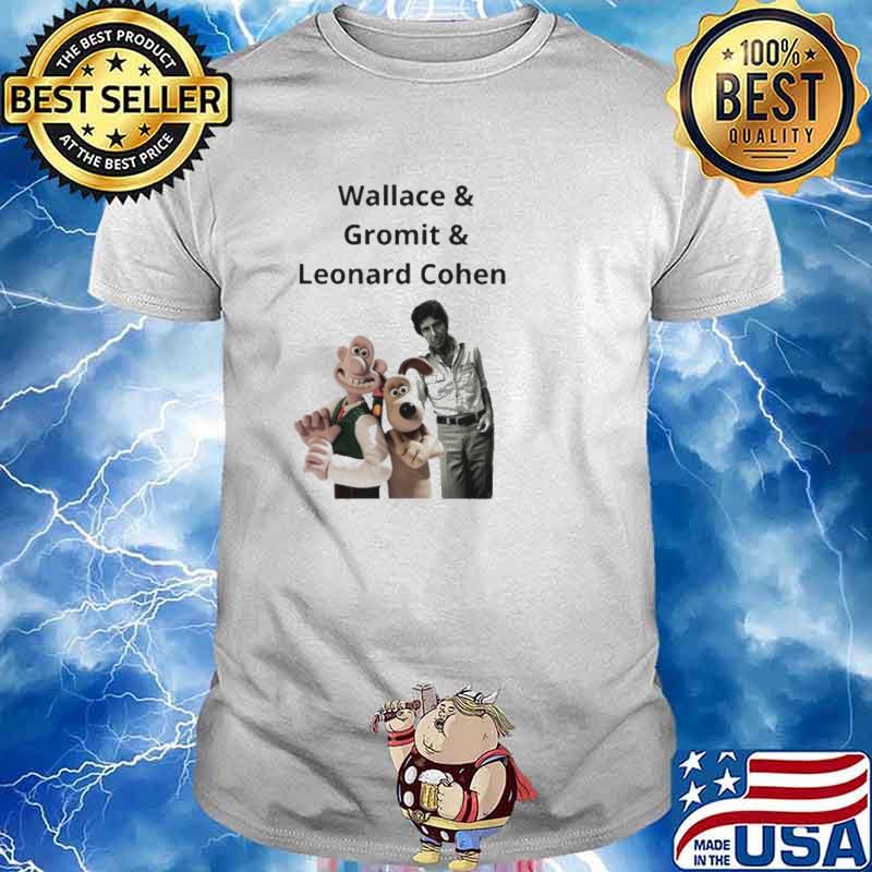 Wallace and gromit and Leonard cohen shirt