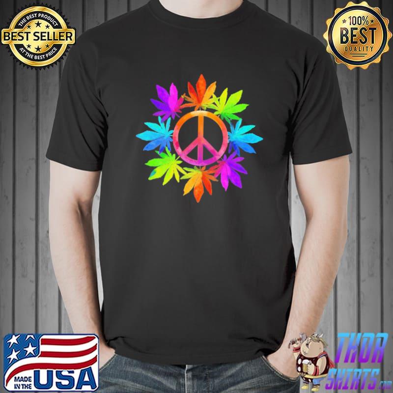 Weed color Peace Symbol shirt