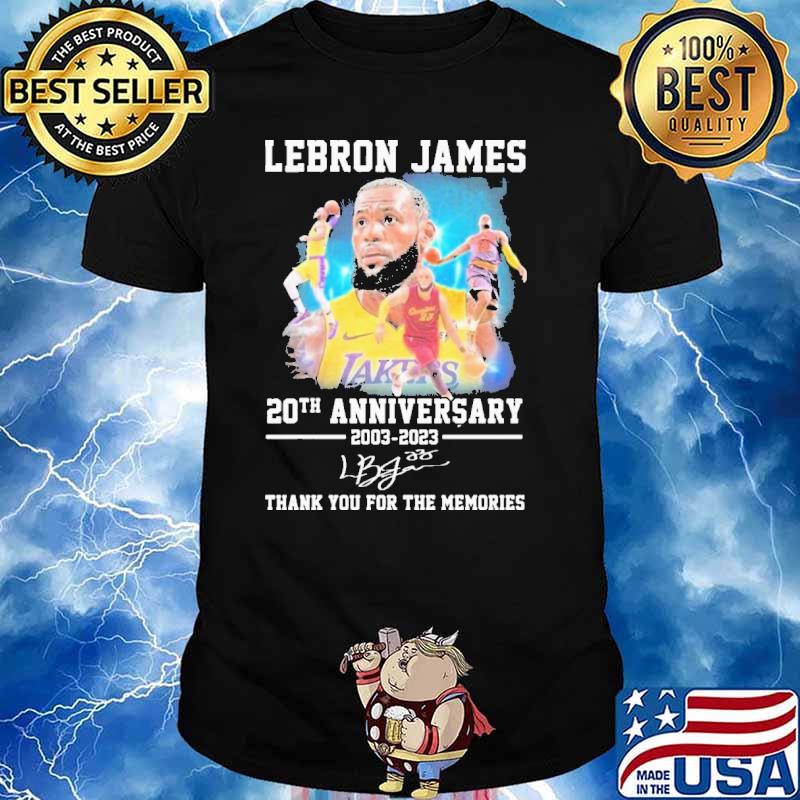 Lebron James signature 2003 – 2023 thank you for the memories t-shirt,  hoodie, sweater, long sleeve and tank top