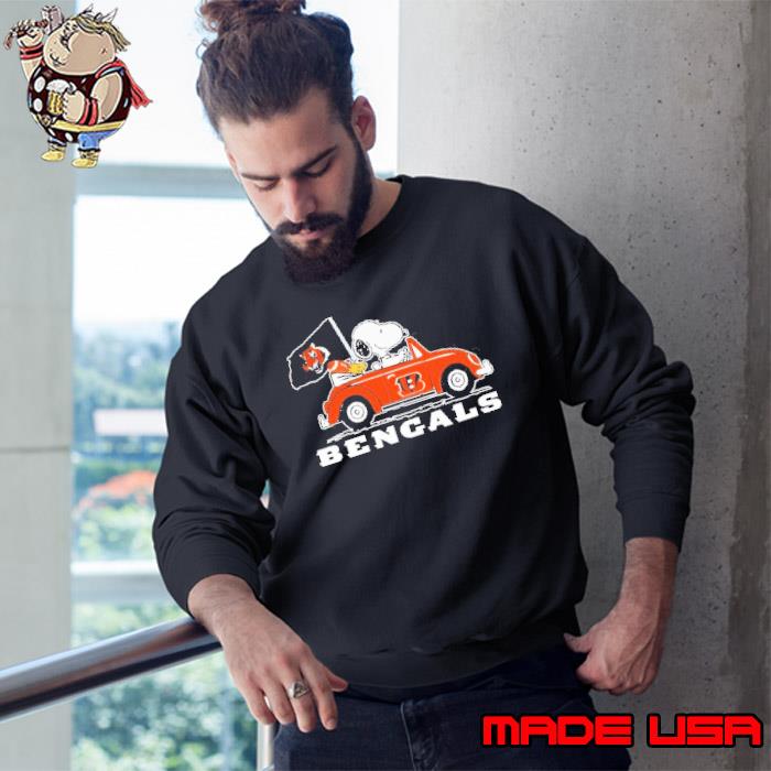 Snoopy And Woodstock Drive Car Bengals Football Shirt, hoodie