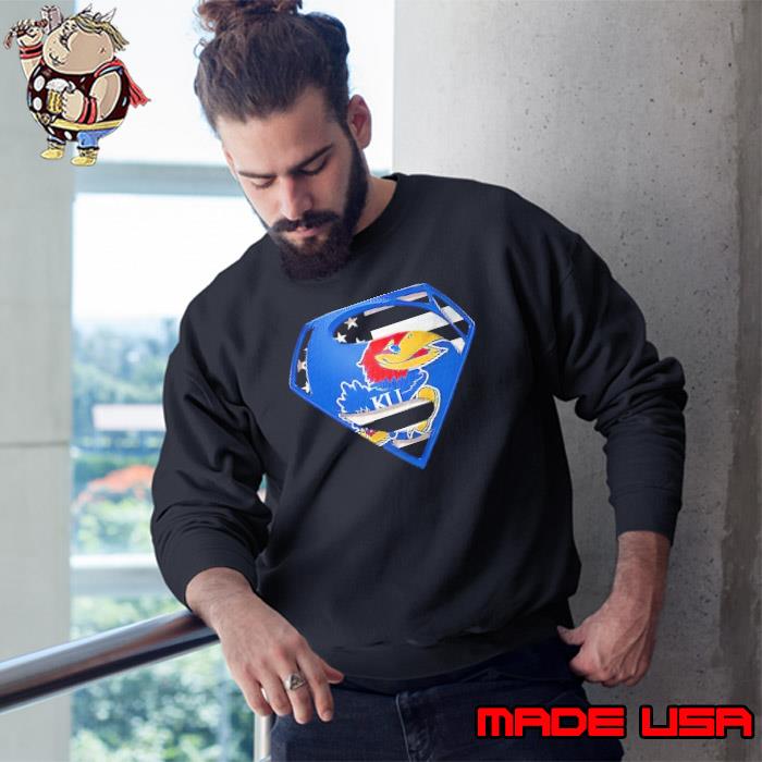 Superman logo kansas jayhawks merchandise american flag shirt