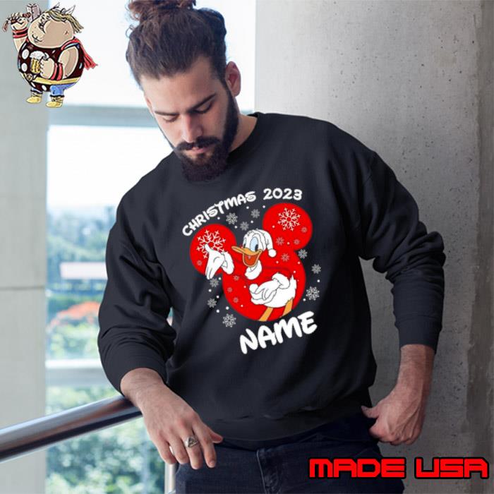 Christmas 2023 Your Name Santa Donald Duck And Daisy Duck Xmas Disney Mickey And Friends s Sweatshirt