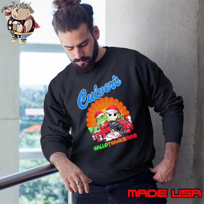 Culver's hallothanksmas grinch and jack skellington shirt