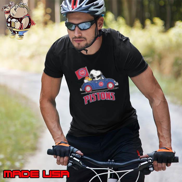 Detroit Pistons Basketball Snoopy Dog Driving Car Shirt Unisex