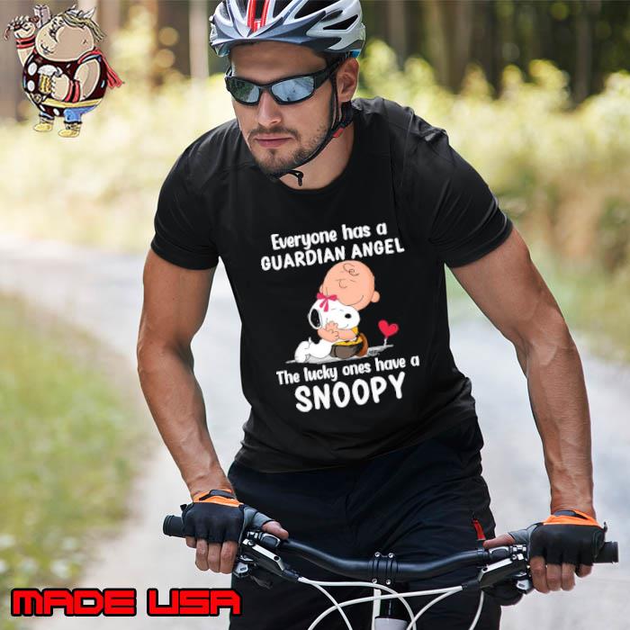 Everyone has a guardian angel the lucky ones snoopy hug charlie s Unisex