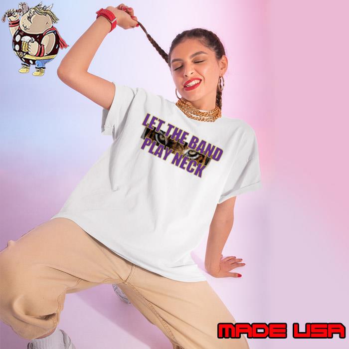 Large Print Tiger Let The Band Play Neck Shirt