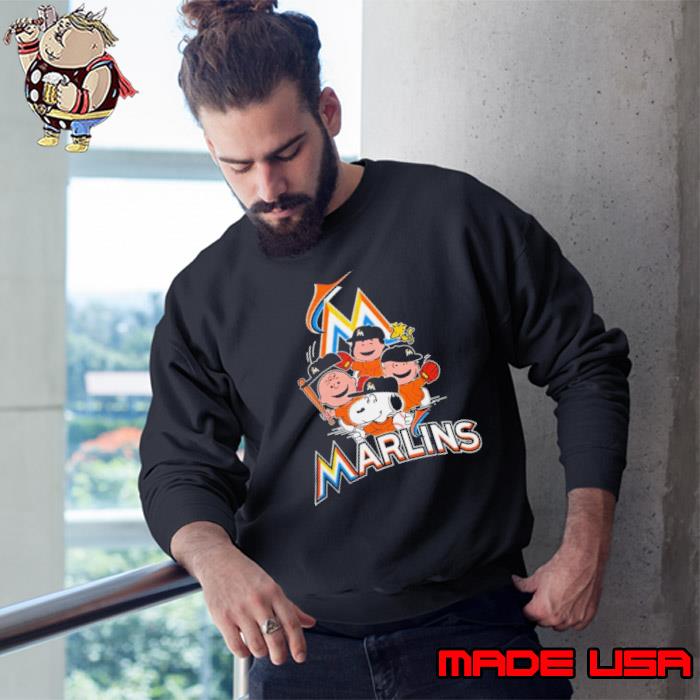 MLB Miami Marlins Snoopy Charlie Brown Woodstock The Peanuts Movie Baseball  T Shirt - Rookbrand