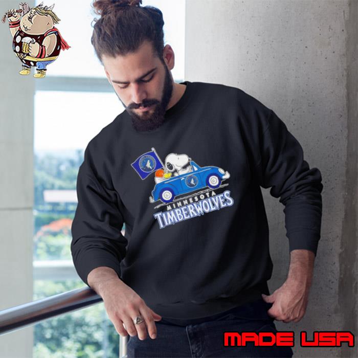 Minnesota timberwolves basketball Snoopy dog driving car shirt