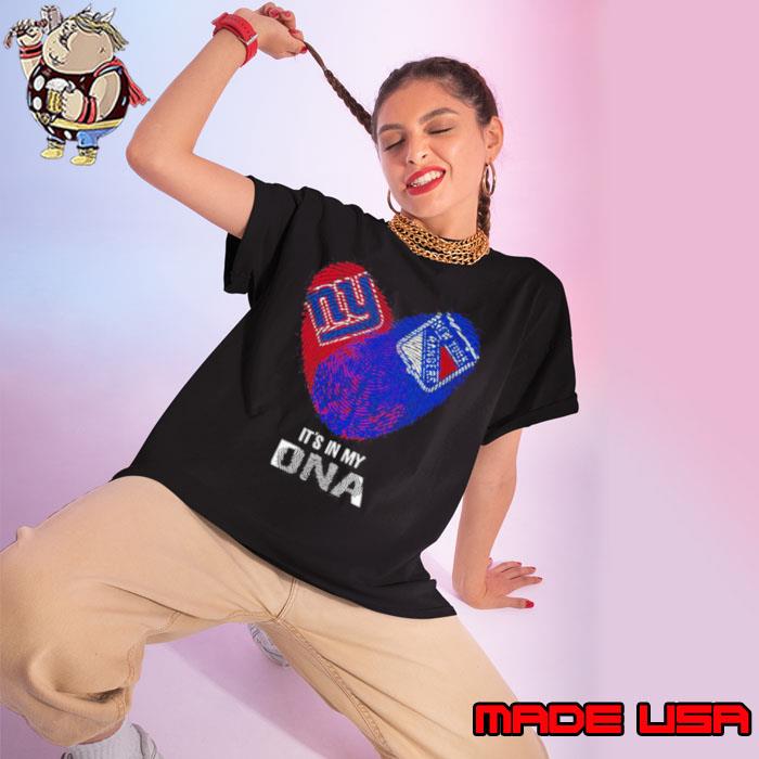 New York Giants And New York Rangers Heart It’s In My DNA 2023 s Ladies tee
