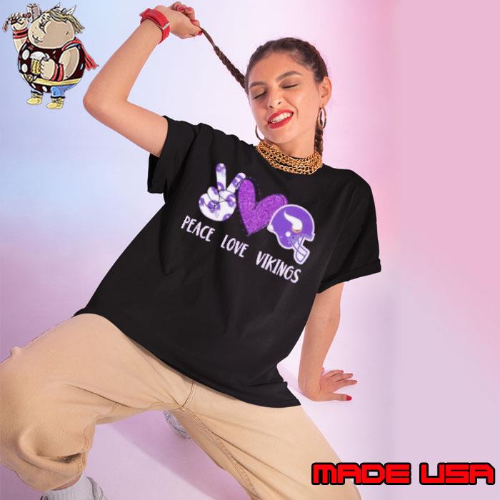 Peace love vikings high hand heart helmet shirt