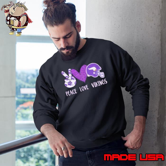 Peace love vikings high hand heart helmet s Sweatshirt