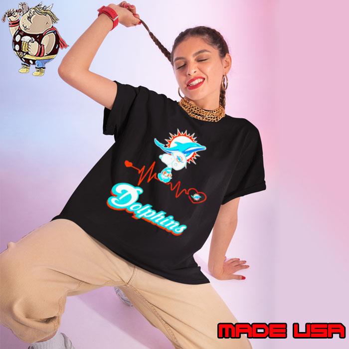 Snoopy Miami Dolphins heartbeat shirt