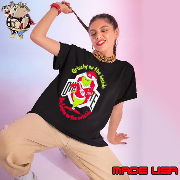 Grinchy On The Inside Ohio State Buckeyes On The Outside Christmas Shirt Ladies tee