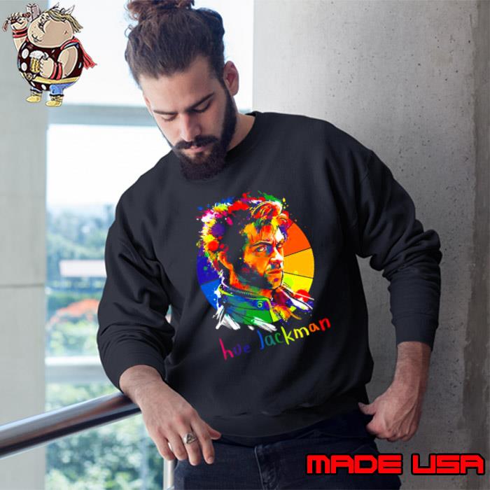 Hue Jackman Colorful Portrait Logan X Men shirt