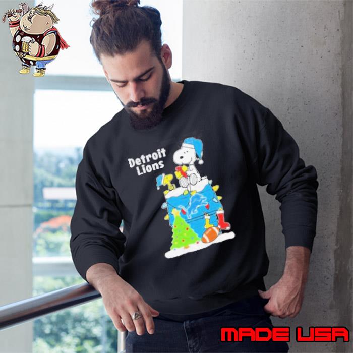 Peanuts Snoopy And Woodstock Detroit Lions Merry Christmas Shirt Sweatshirt