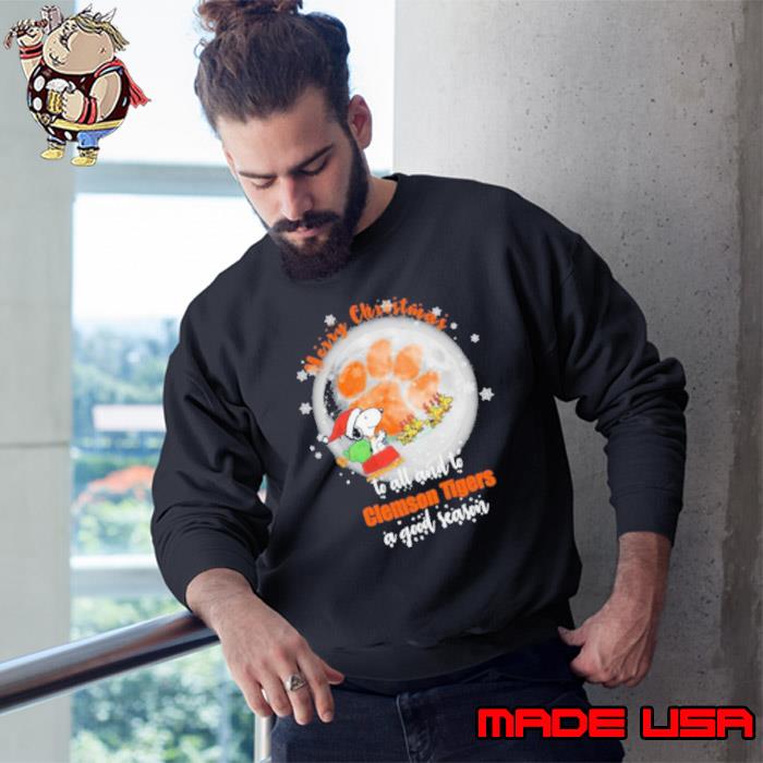 Santa Snoopy merry christmas to all and to Clemson Tigers a good season s Sweatshirt
