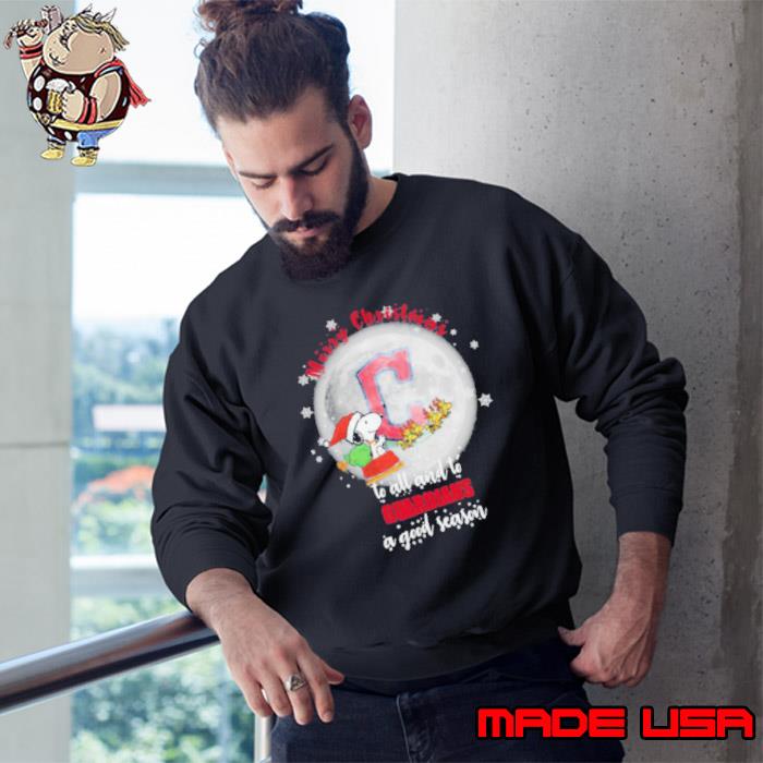 Santa Snoopy merry christmas to all and to Cleveland Guardians a good season s Sweatshirt
