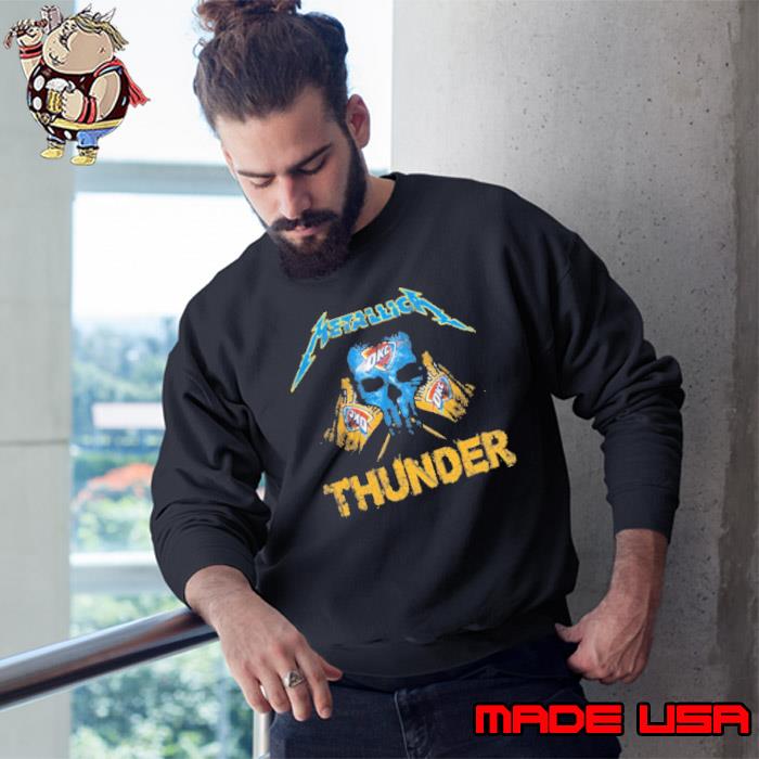 Skull Metallica Oklahoma City Thunder Flag Shirt Sweatshirt