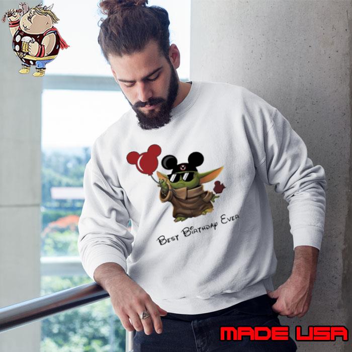 Star Wars Baby Yoda Holding Balloon Mickey Mouse Best Birthday Ever Shirt Sweatshirt