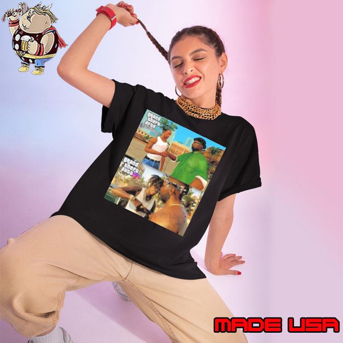Grand Theft Auto San Andreas To Grand Theft Auto 6 Graphics Evolution Gang Handshake Scenes Shirt Ladies tee