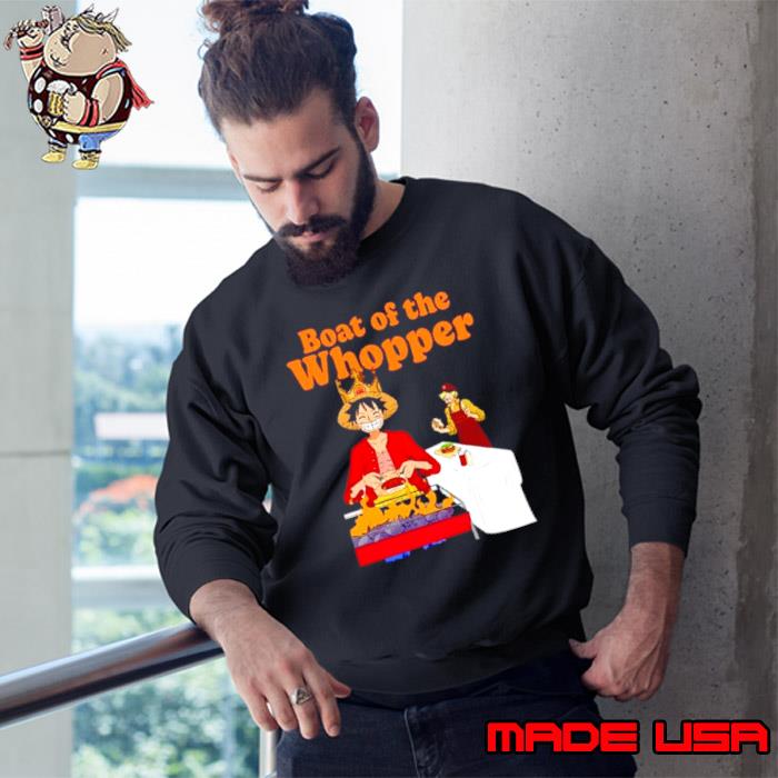 Nice the One Piece X Burger King Boat of the whopper shirt
