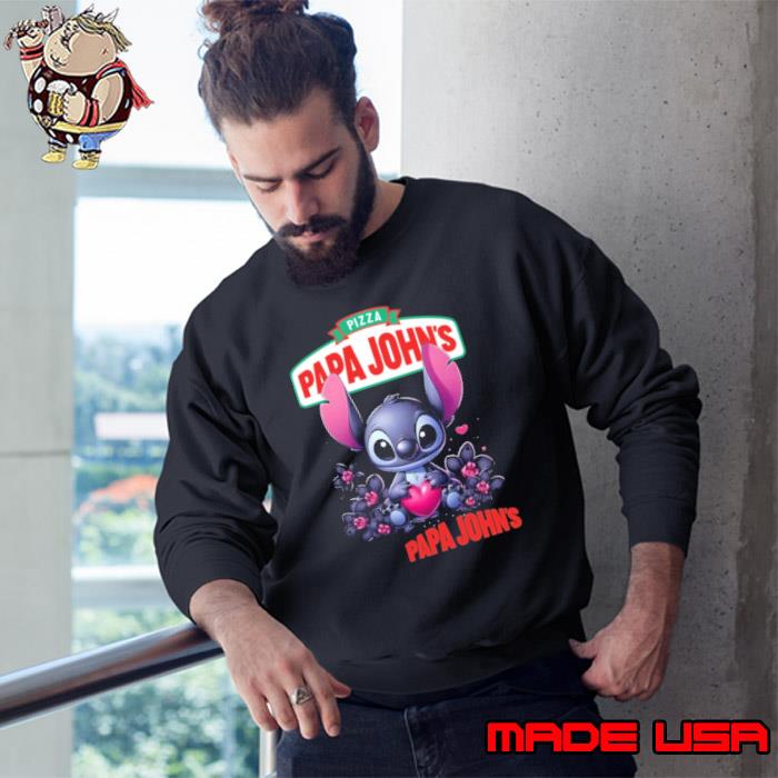 Papa John's Pizza Baby Stitch Flower Hug Heart s Sweatshirt