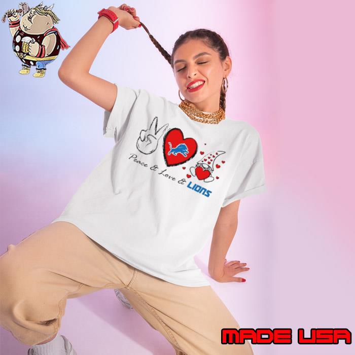 Peace love Lions heart with gnome shirt
