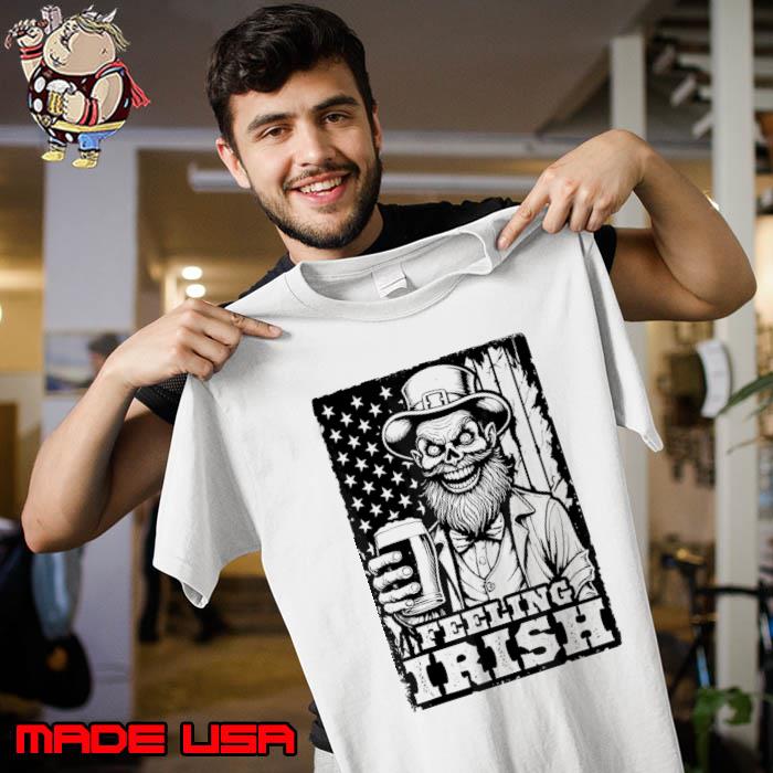 American Flag Zombie St Patrick's Day Feeling Irish Beer USA Flag Shirt Unisex