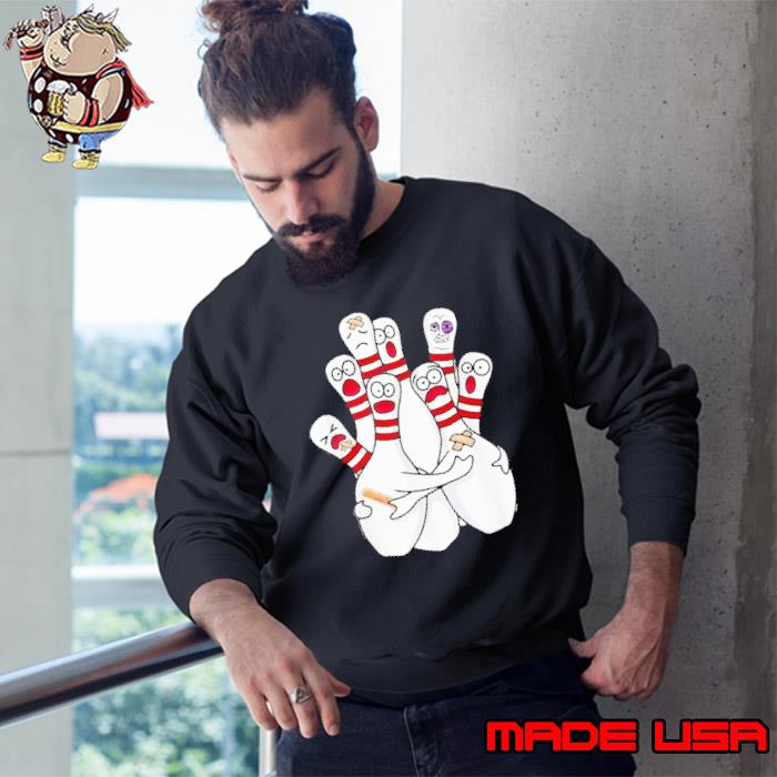 Funny cartoon Bowling Scared Bowling Pins Sport Bowler Shirt