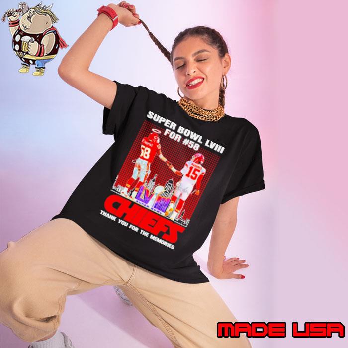 Funny kansas City Chiefs Super Bowl LVIII for 58 thank you for the memories signature s Ladies tee