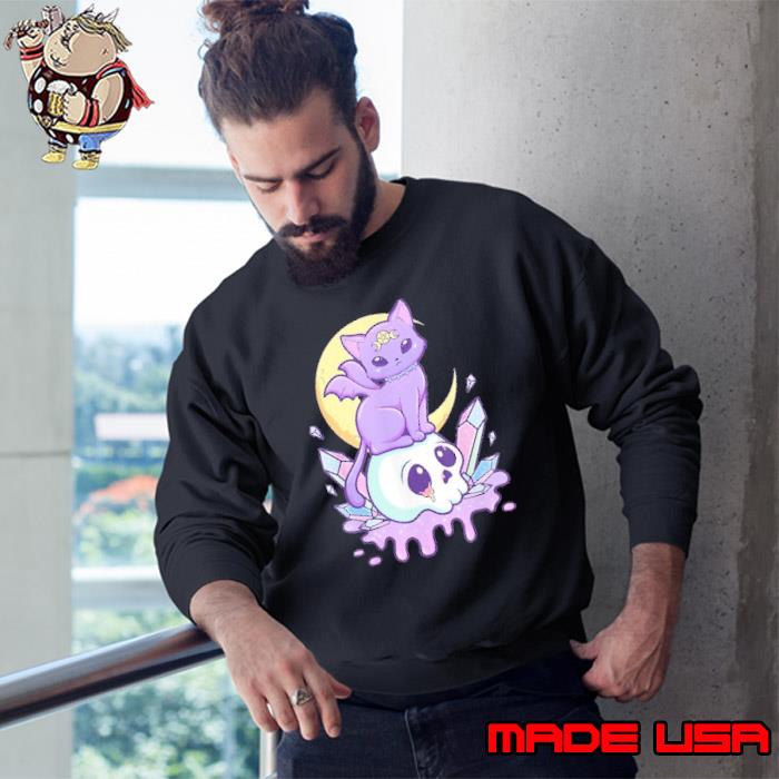 Kawaii Pastel Goth Cute Creepy Witchy Cat and Skull shirt