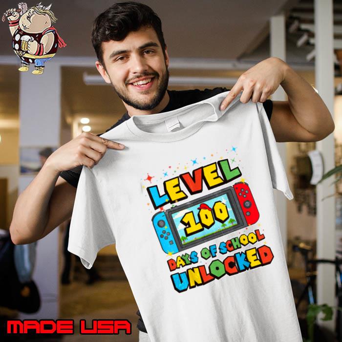 Level 100 Days Of School Unlocked Boys Gamer Video Games Shirt