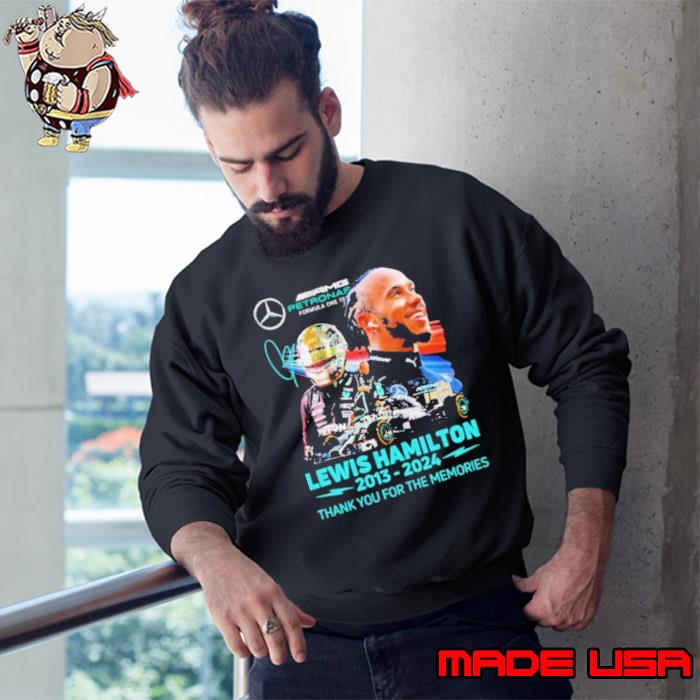 Lewis Hamilton 2013 2024 thank you for the memories signatures shirt
