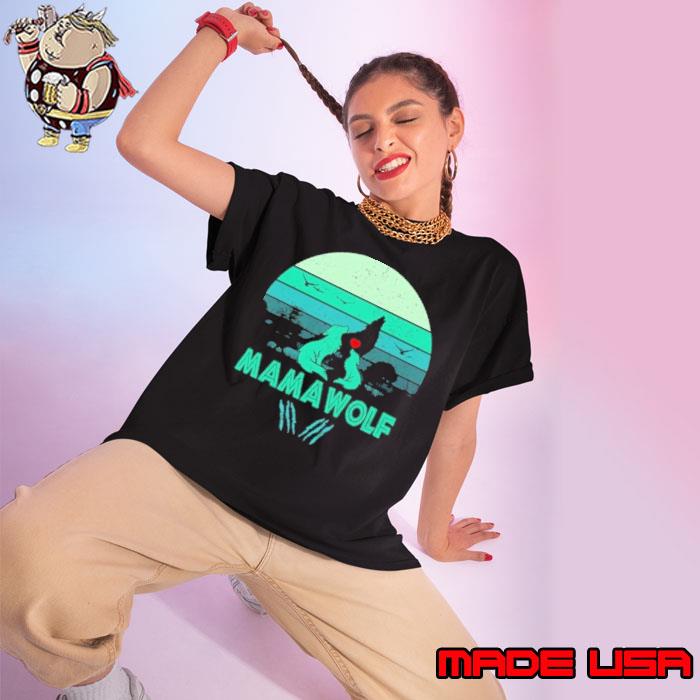 Mamawolf Wolf Heart Vintage Sunset s Ladies tee